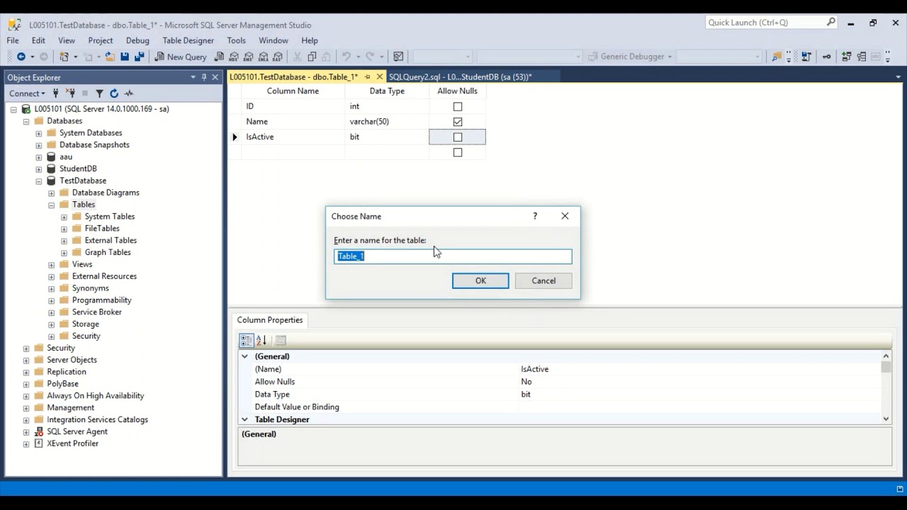 Create Database and Table in SQL in Hindi