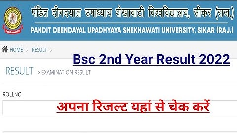 PDUSU Bsc 2nd Year Result Kaise check Karen Shekhawati University BSc second year result kse nikalne