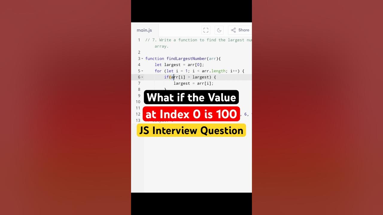#14 JavaScript Interview Question | Part-2 Find Largest Number in an ...