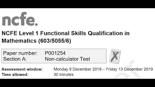 Functional Skills Maths L1 Dec 2019 NCFE Complete