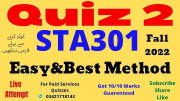 sta301 quiz 2 solution fall 2022 sta301 quiz 2 2022 Sta301 Quiz 2 Solution 2022 Sta301 Quiz Solved
