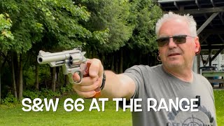 Smith & Wesson 66-1 357 magnum revolver at the range