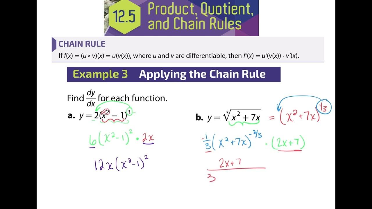 PreCalculus Section 12.5b Chain rule, Trig & Natural Functions - YouTube