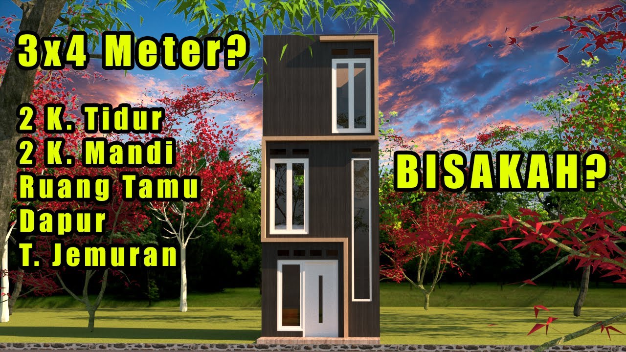 Rumah Minimalis 3x4 2 Kamar Tidur Tiny House Indonesia Youtube