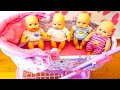 Baby dolls playing and eating ice cream