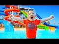 BEST WATER SLIDES EVER! Family Fun Day riding Water slides at Water Park for Kids w/ Caleb & Mommy!