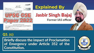 LAW OPTIONAL UPSC CSE MAINS 2022 | Solved | Paper-1| EMERGENCY PROVISIONS - by IAS(VRS) Jasbir Sir