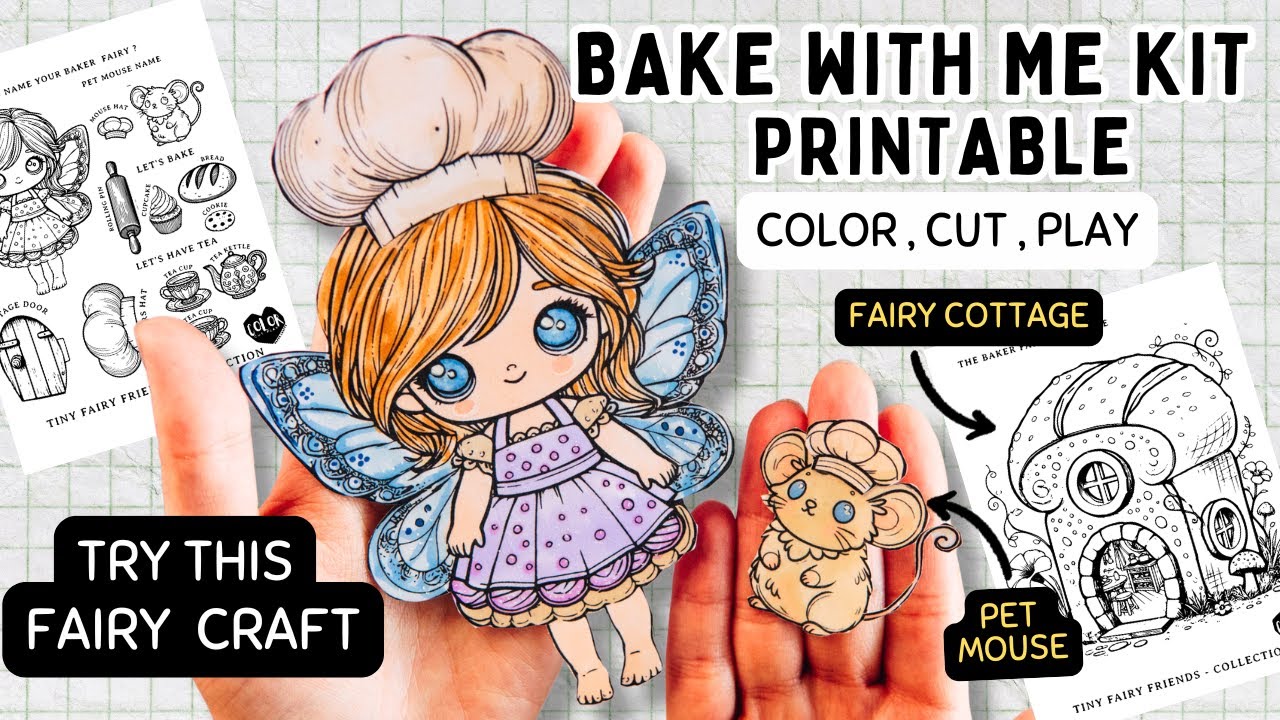 🧁🧚 Baking Fairy Printable Coloring Page | Fun DIY Craft for Kids! COLOR CUT PLAY