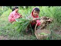 Seyhak and grandma dig ginger for cooking  family food recipe  sreypov life show
