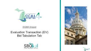 Bid Tabulation Tab in Evaluation Transaction (EV)  SIGMA 4 Snippet