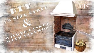 DIY Miniature | Dollhouse stove | 1/8 size | Dollhouse oven | Plywood brick wall