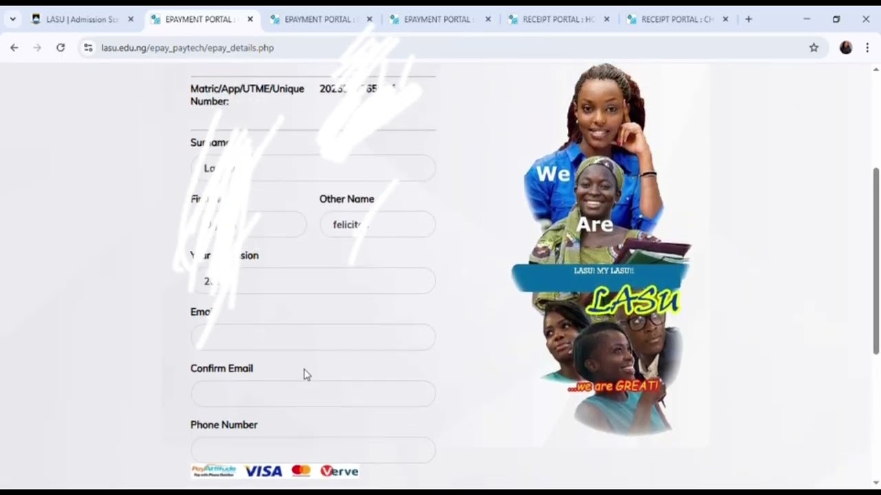 How to do LASU/ University online self screening