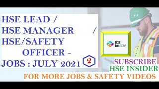 Safety Officer, HSE Officer Jobs Vacancy Opportunities   Part 2 July2021