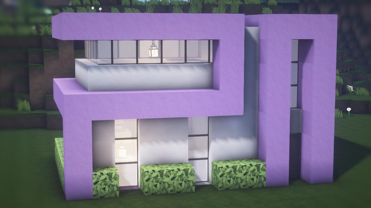 Minecraft 🟣 How to Build a Large Modern House Tutorial (purple color