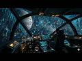 Deep Space Journey Rain on a Spaceship Window 10 Hours of Engine Hum Galactic Rain Ambience  4K NoAd