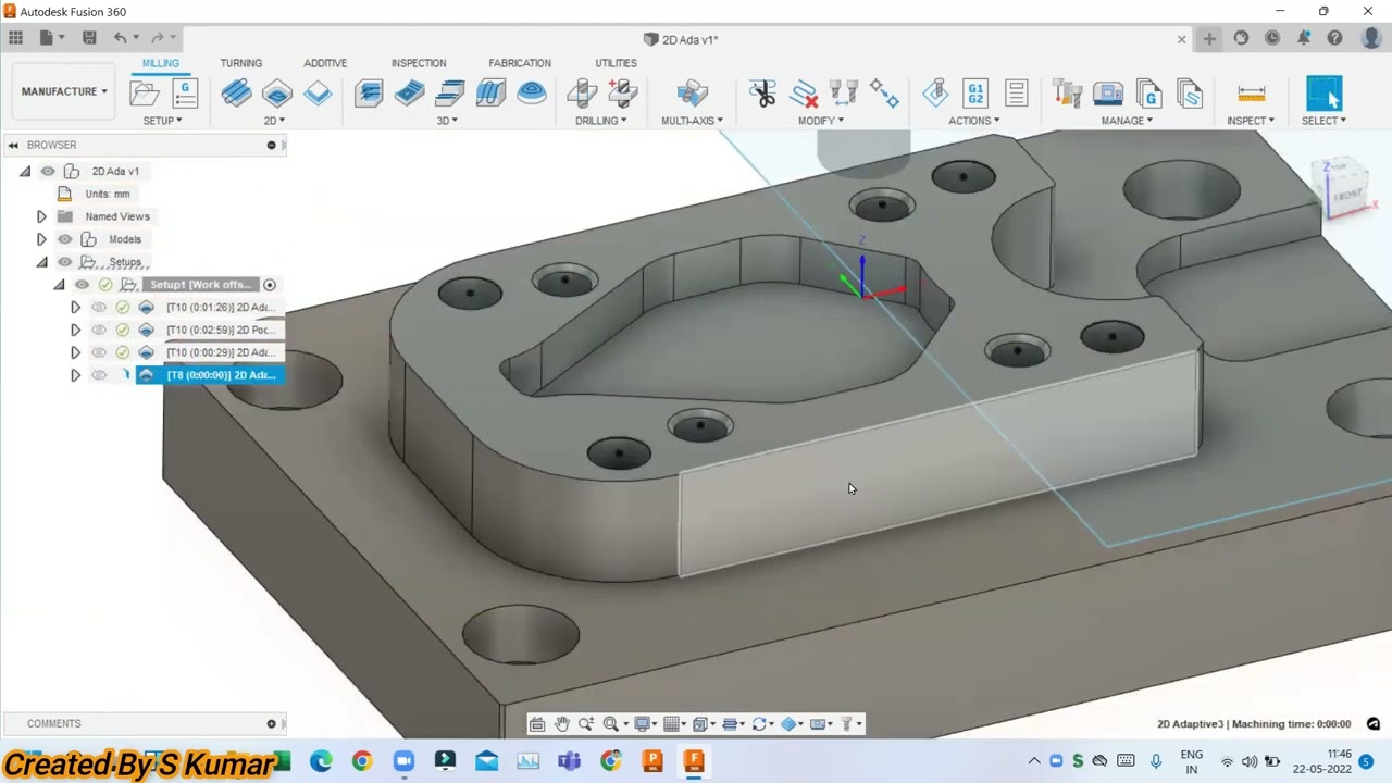 Fusion 360 Milling  2D Adaptive Toolpath Explain For Tamil (Tutorial -00)
