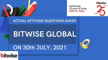 BITWISE GLOBAL HIRING 2021 | APTITUDE Questions and Answers (Part 2) By MJ