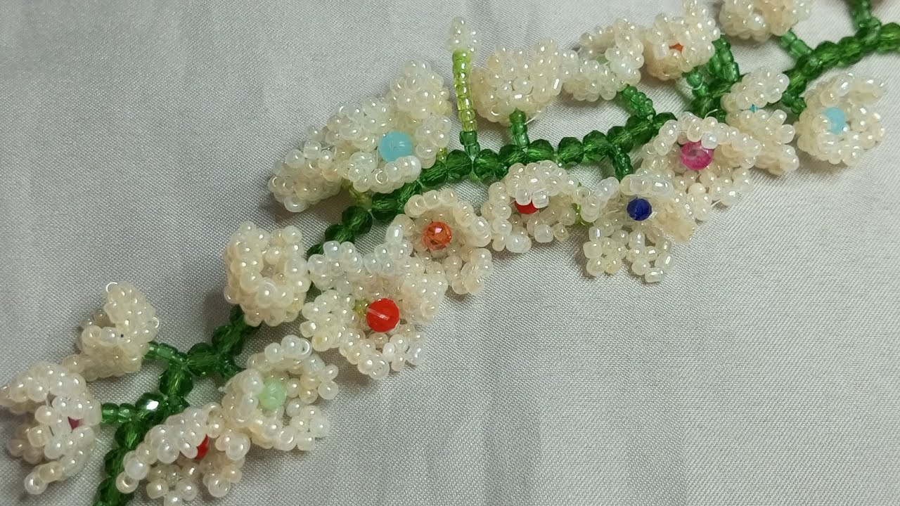 seed beads jasmin flower braceletDIY(easy to make at home) YouTube