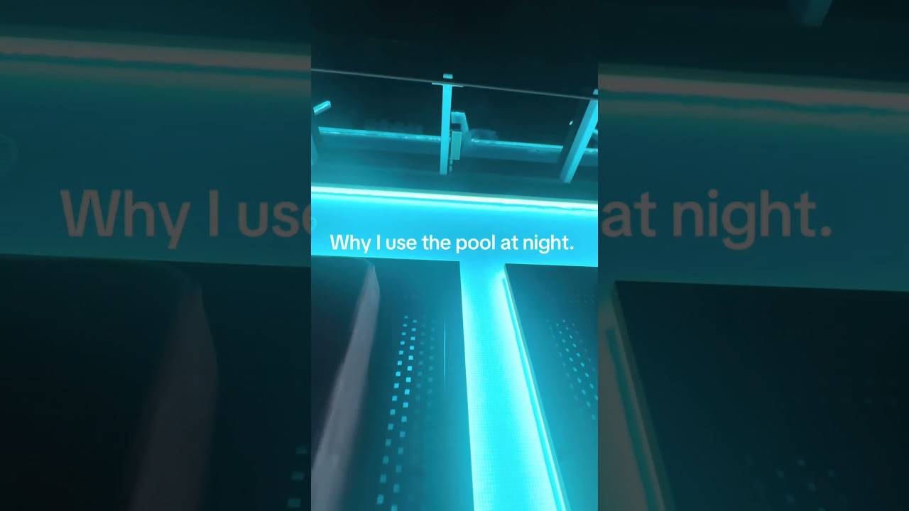The pool at night.