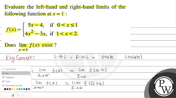 Evaluate the left-hand and right-hand limits of the following function at \( x=1 \) : \[ f(x)=\l...