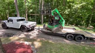 Is H1 Hummer Truck a good Tow Rig? Towing pulling Bobcat Skid Steer 5ton 6.5 Turbo Diesel doing work