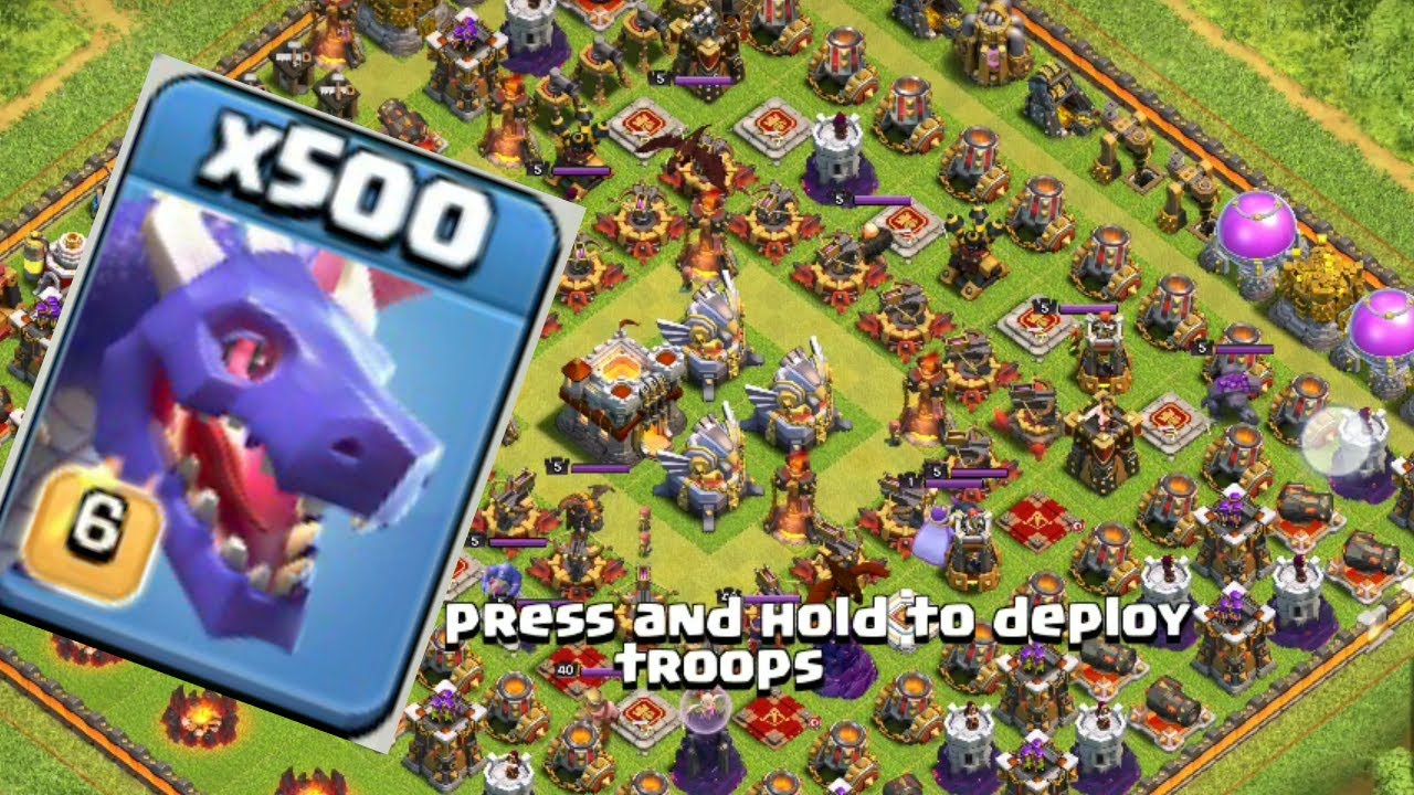 500 Max Dragons Amazing Attack On COC MOD Server (LEAKED