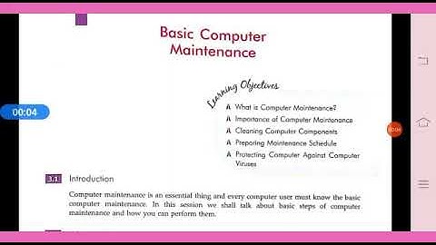 Basic Computer Maintenance (Basic ICT skills II) Class X I.T