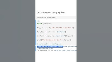 URL Shortener using Python #python #URL #coding