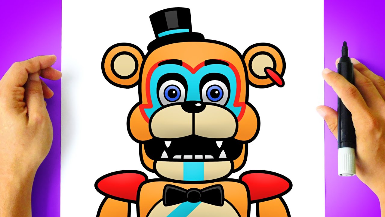 Desenho de Golden Freddy de Five Nights at Freddy's pintado e