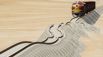 Big Mistake Distorted Rail Tracks Vs Trains Crossing - BeamNG.Drive