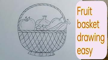 Fruit basket drawing easy || Falon ki tokri Ka Chitra || Falon ki tokri drawing