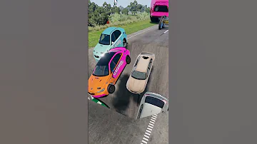Colorful Small To Giant Cars Vs Giant Pit 