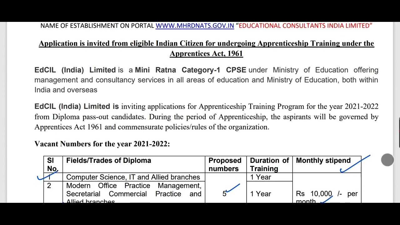 EDCIL RECRUITMENT FOR DIPLOMA APPRENTICESHIP 2022 | SALARY -10,000 \   FRESHER CAN APPLY