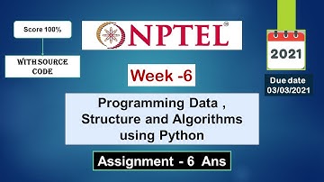 NPTEL Programming ,Data structure & Algorithms using Python Week6 Solutions 2021 | Swayam
