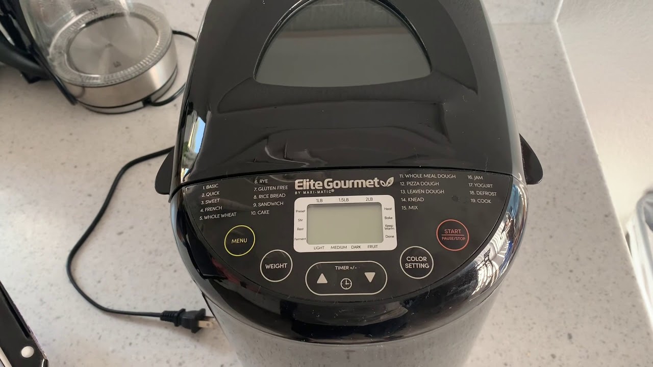  Elite Gourmet EBM8103M Programmable Bread Maker Machine 3 Loaf  Sizes, 19 Menu Functions Gluten Free White Wheat Rye French and more, 2  Lbs, Mint: Home & Kitchen