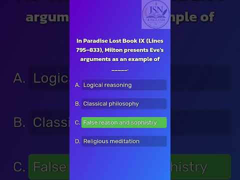 MCQ on John Milton's Paradise Lost Book IX (Lines 795–833) - Part - 1