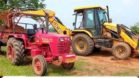 New jcb 3dx backhoe machine loading red mud 2 Eicher tractor | jcb tractor cartoon video