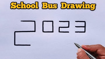 How to Draw a School Bus Using 2023 | Creative Drawing Idea