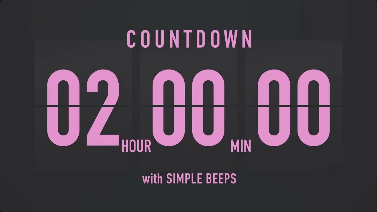 2 Hours Countdown Flip Clock Timer / Simple Beeps 🫐 🔔