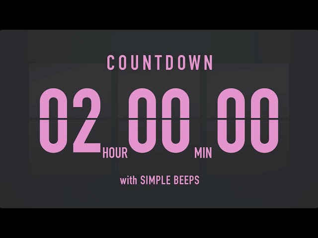 2 Hours Countdown Flip Clock Timer / Simple Beeps 💕🖤 class=