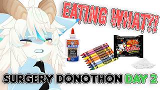 【Surgery Donothon Day 2】IM EATING SCHOOL SUPPLIES?! 12 HOUR STREAM