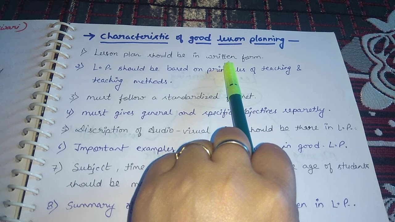 Lesson Planning Meaning Need importance And Characteristics YouTube