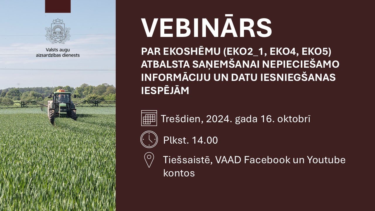 Par ekoshēmu atbalsta saņemšanai nepieciešamo informāciju un datu iesniegšanas iespējām (ieraksts)