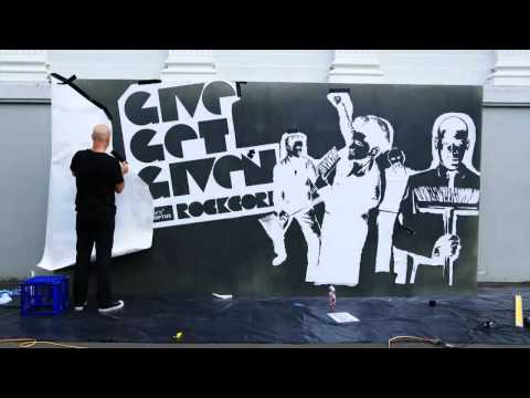 Optus RockCorps launch - 4 locations, 4 hours. Time Lapse of Judd Shoppee Art