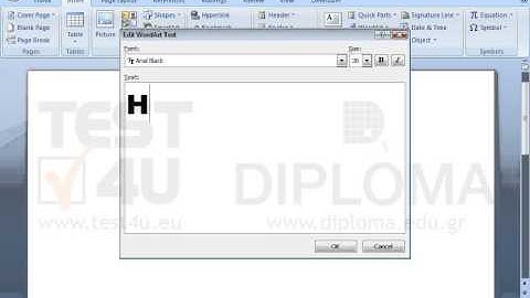 Insert a Word Art object displaying the text Hello World.