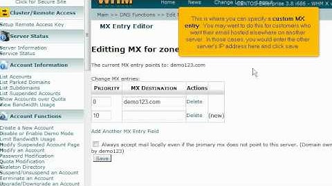 micfo | managing MX records in WebHostManager (WHM)