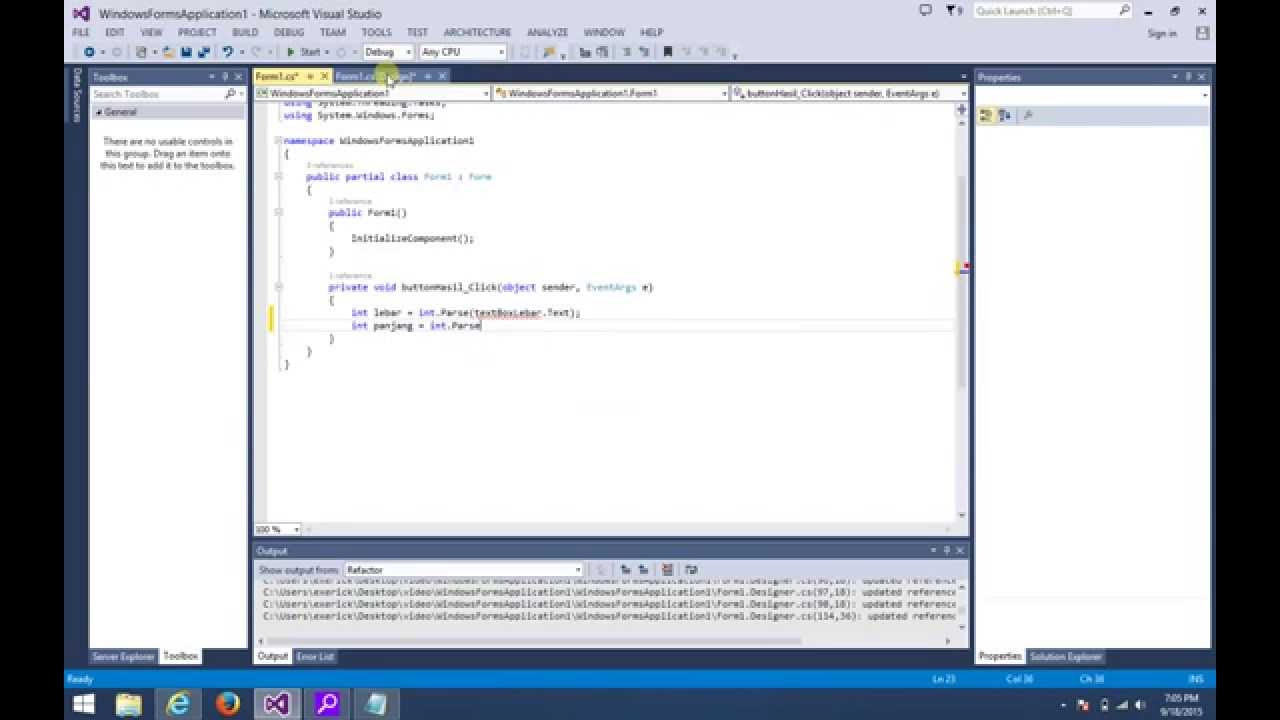 Belajar pemrograman dasar menggunakan visual studio Belajar pemrograman dasar menggunakan visual studio