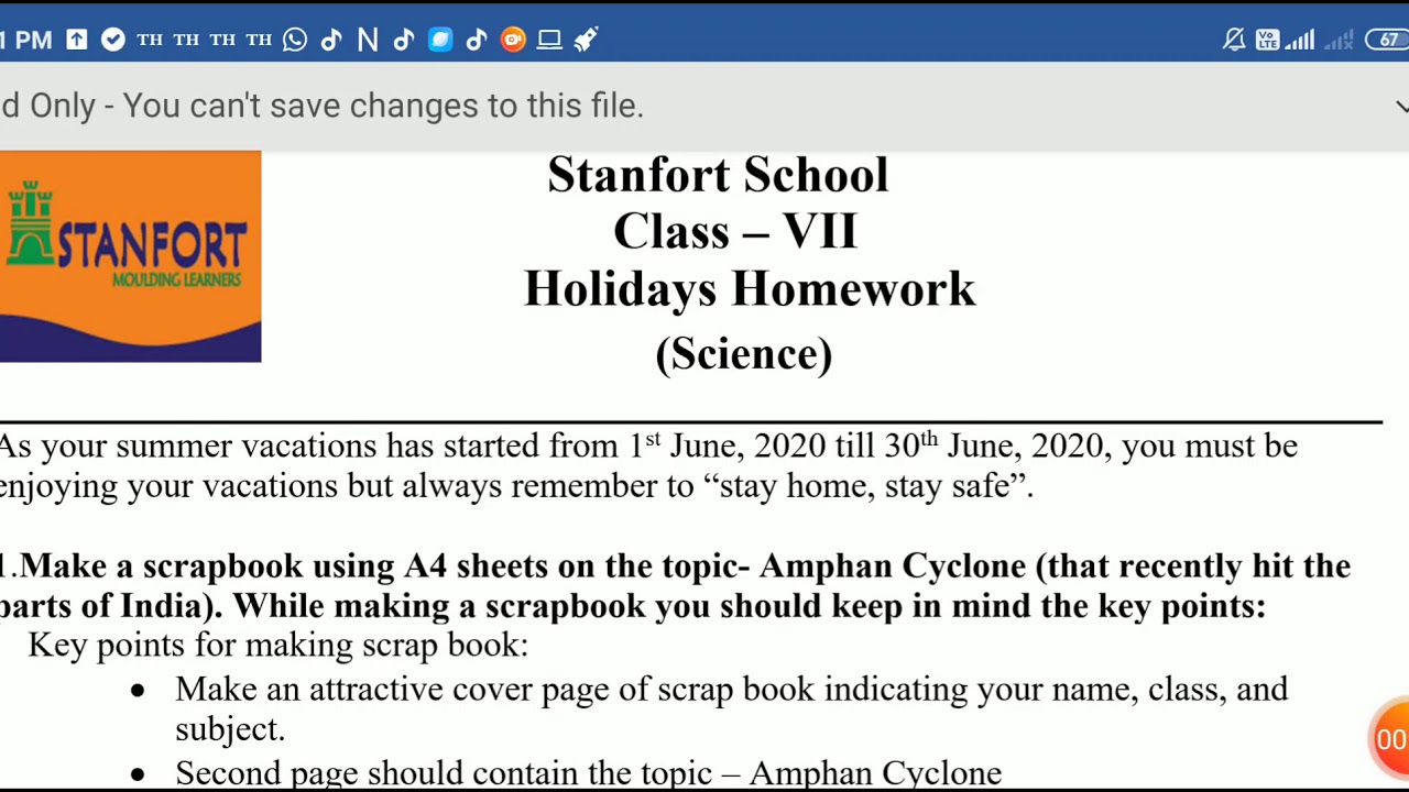 summer holiday homework for class 7 science