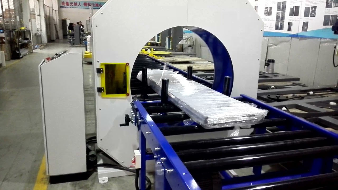 SCR-100AC orbital wrapping machine packaging aluminum profile - YouTube