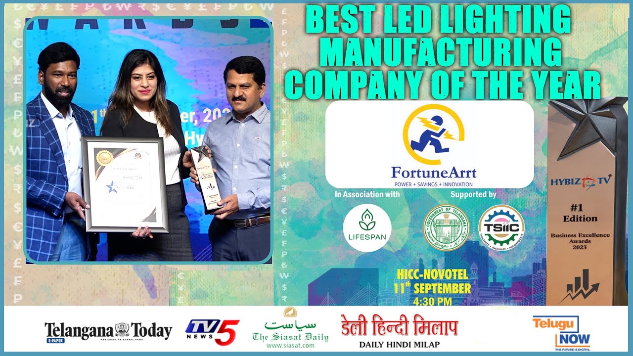 Best LED Lighting Manufacturing Company Of The Year FortuneArrt Business Excellence Awards